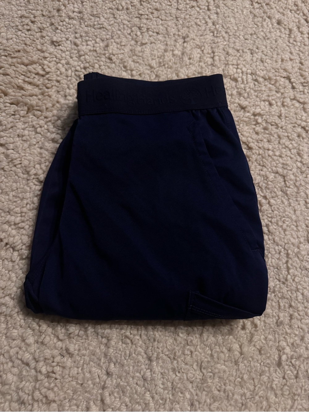 healing hands navy scrub pants with elastic waistband